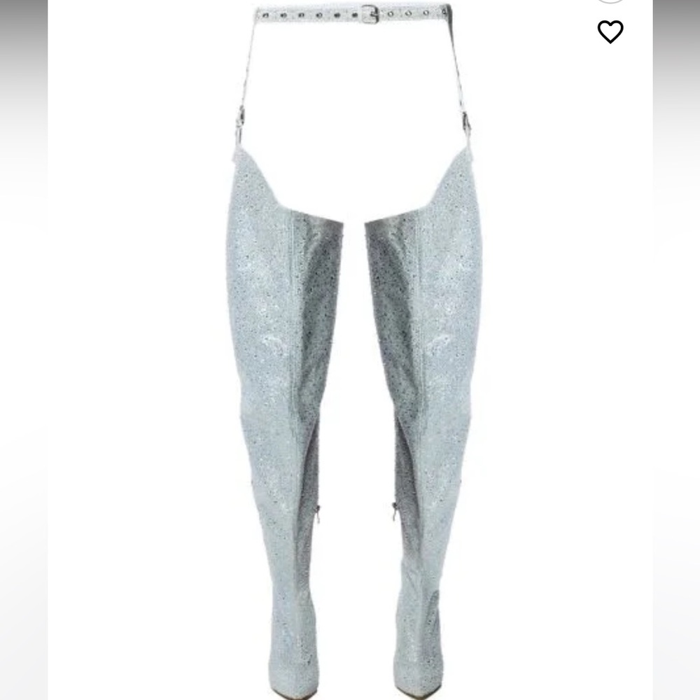 SOLD‼️ GORGEOUS Light Blue RHINESTONE thigh high Boots Sz 11 BRAND NEW - Picture 5 of 7